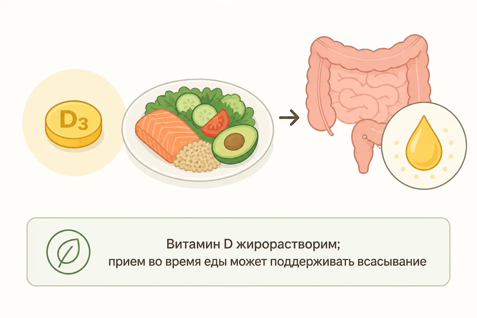 Прием витамина D с едой